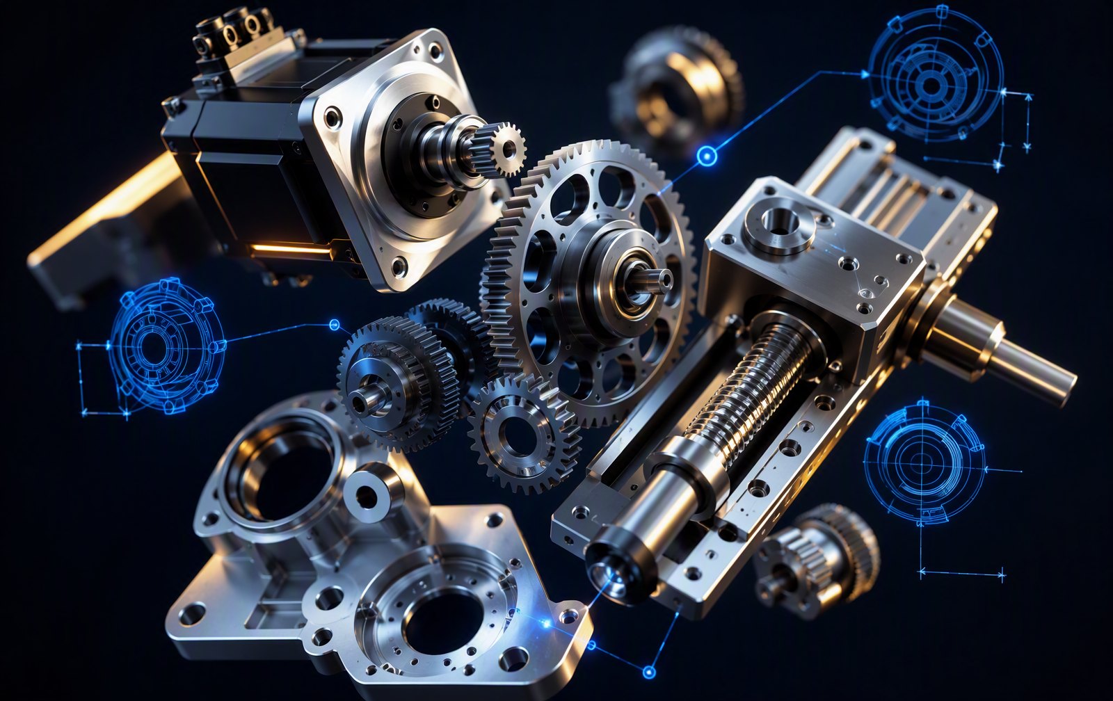 Pièces mécatroniques de précision — engrenages et servo-moteur